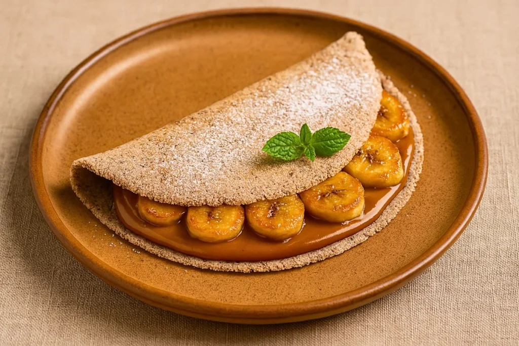 Tapioca de Café com Doce de Leite e Banana Caramelizada